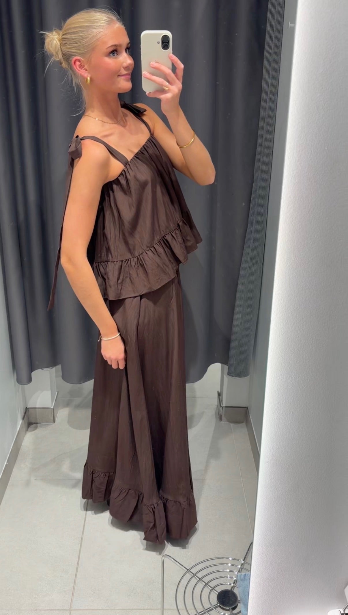 PCJULIA Long Skirt - Hot Fudge